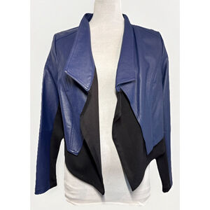 G by Giuliana Blue Contrast Jersey Crop Topper Jacket Small City School
